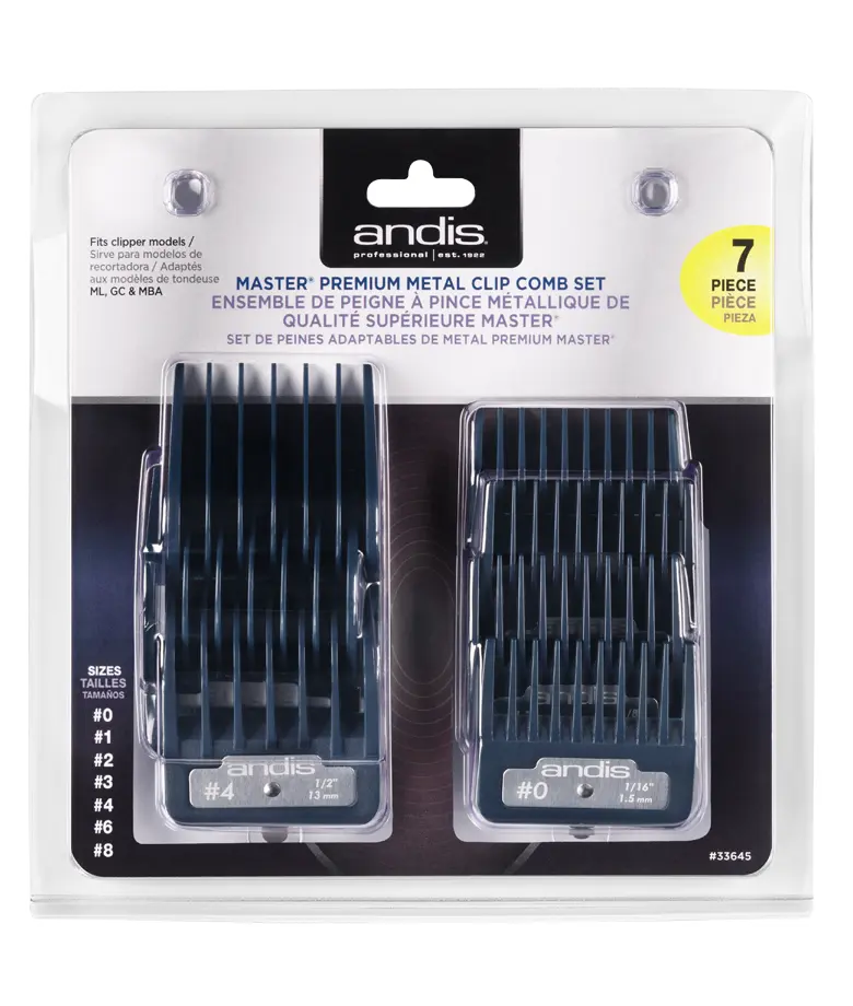 Andis Master Premium Metal Clip Comb Set 7 pc