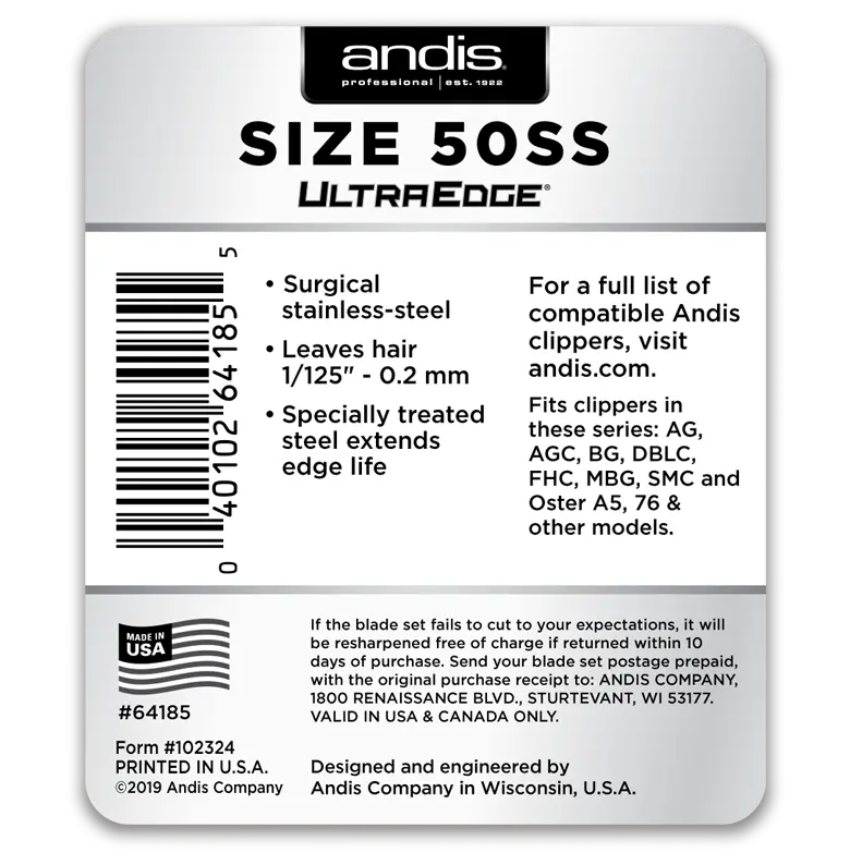 Andis Size 50 SS Ultraedge Clipper Blade