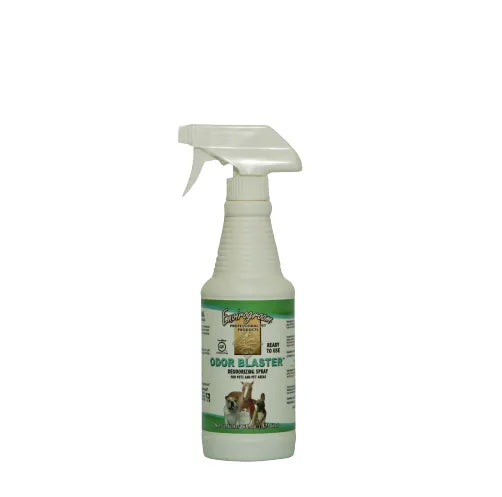 Envirogroom Odor Blaster 16oz shampoo bottle with label, designed to neutralize unpleasant odors in pet grooming.