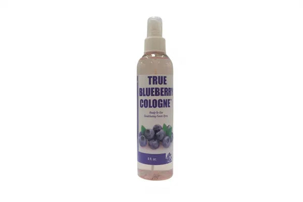 Envirogroom True Blueberry Cologne shampoo in an 8 oz bottle, with blueberry scent and clear liquid visible.