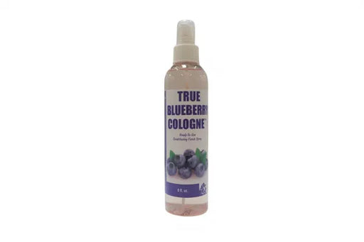Envirogroom True Blueberry Cologne shampoo in an 8 oz bottle, with blueberry scent and clear liquid visible.
