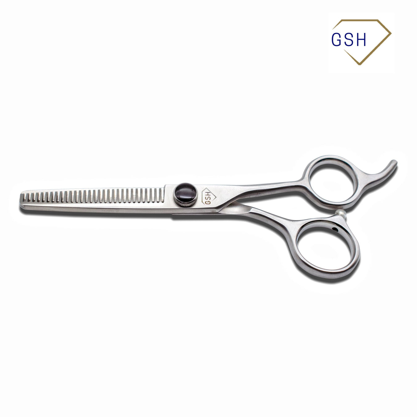 Groomer Supply House GSH Classic 5.5-inch 30-tooth thinner grooming shears with polished blades and ergonomic handles.